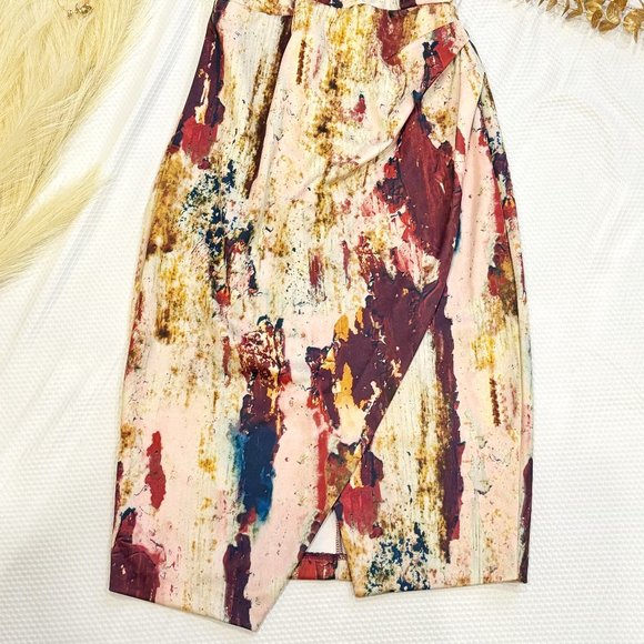 WRAP TOP MARBLE MIDI PENCIL DRESS - Picture 3 of 3